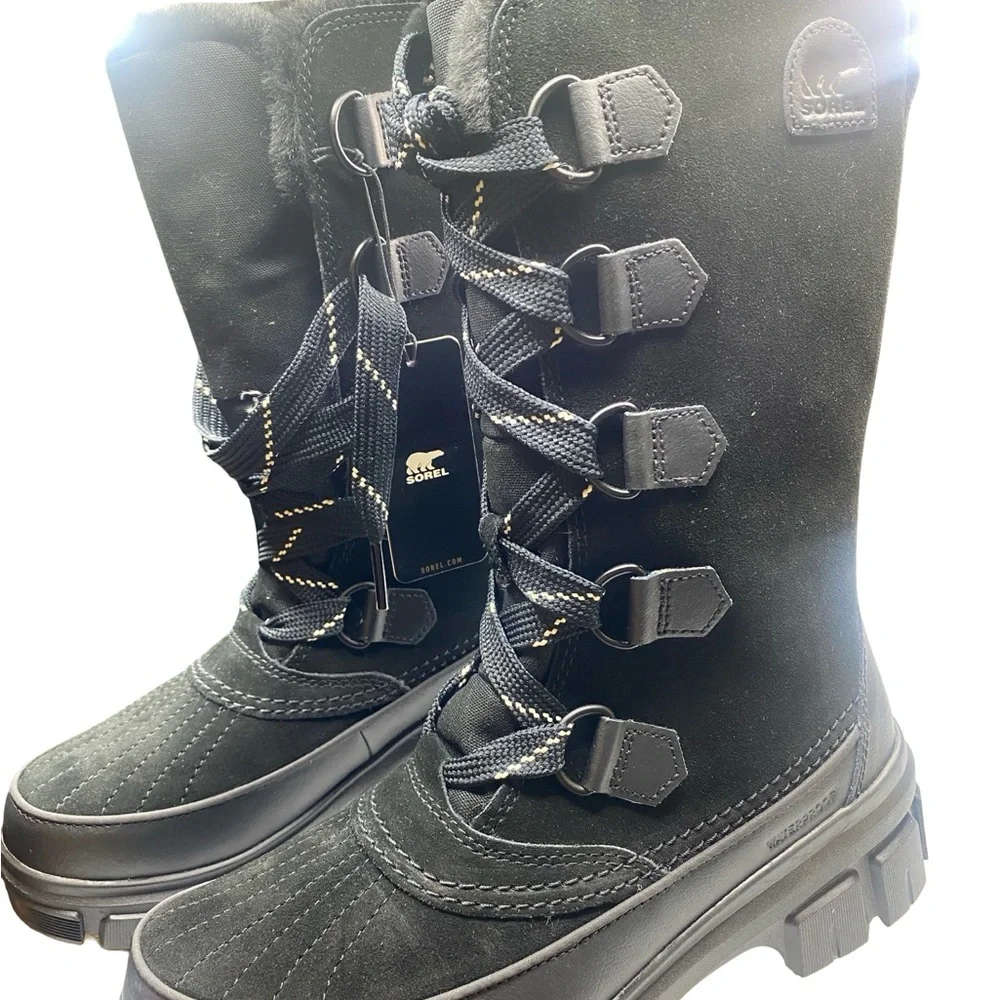 Black Sorel Winter Boots with Fur Trim Woman’s 8.5 - Picture 7 of 10